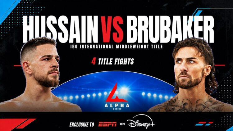 Alpha Boxing poster for Hussain versus Brubaker on ESPN and Disney+