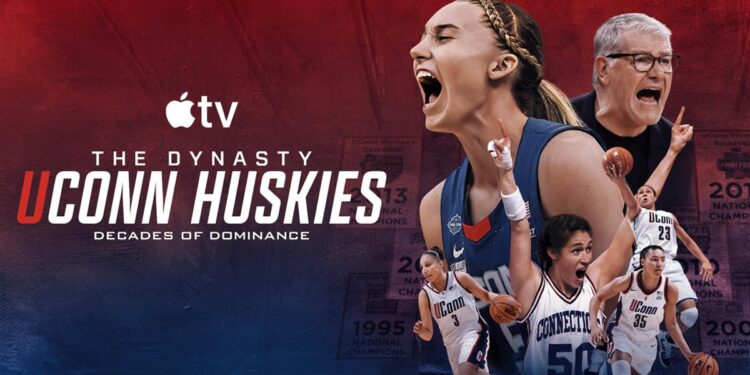 The Dynasty UConn Huskies key art on Apple TV.