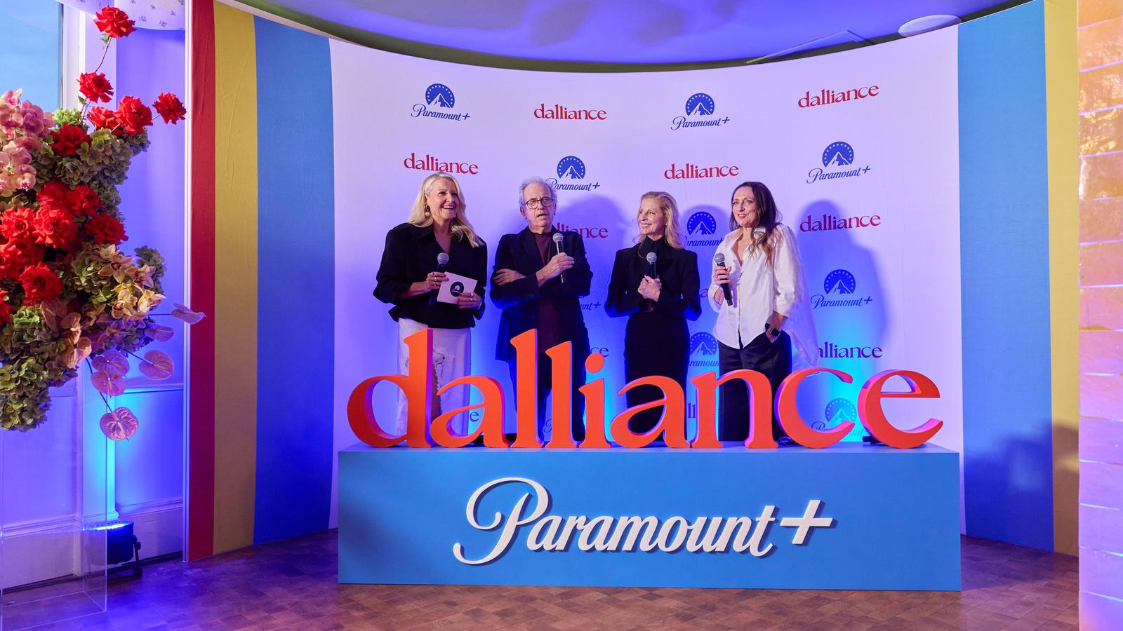 Angela Bishop, John Edwards, Heather Mitchell and Georgie Parker speak at the Dalliance launch.