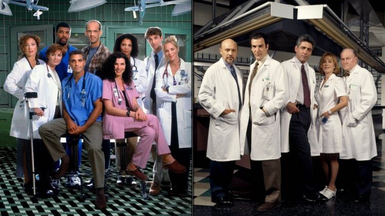Cast images from ER and Chicago Hope in a split-screen medical drama rivalry featured image