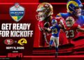NFL Melbourne Game graphic for San Francisco 49ers versus Los Angeles Rams live on ESPN.