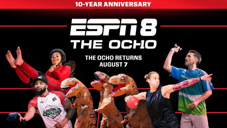ESPN8 The Ocho 10-year anniversary artwork featuring unusual sports competitors