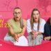Mia, Bree and Lainey reacting on the couch in the Gogglebox Australia Sunday promotion