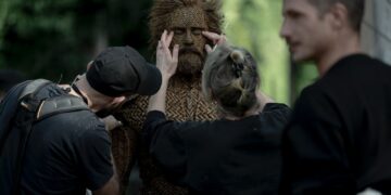 A woven character being prepared behind the scenes for Wicker, the MIFF 2026 opening film