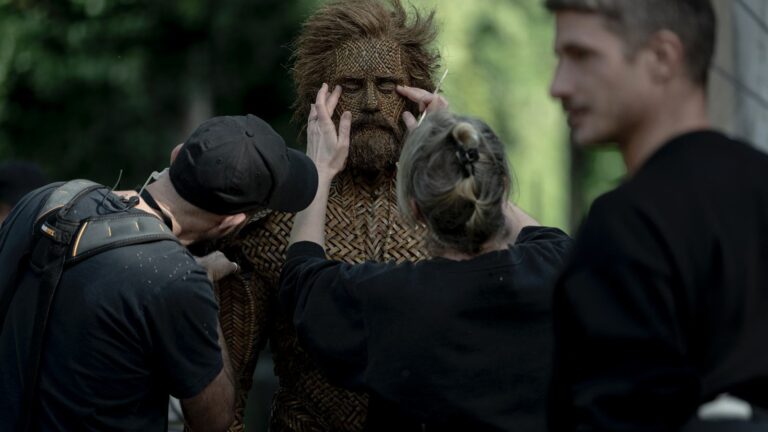 A woven character being prepared behind the scenes for Wicker, the MIFF 2026 opening film