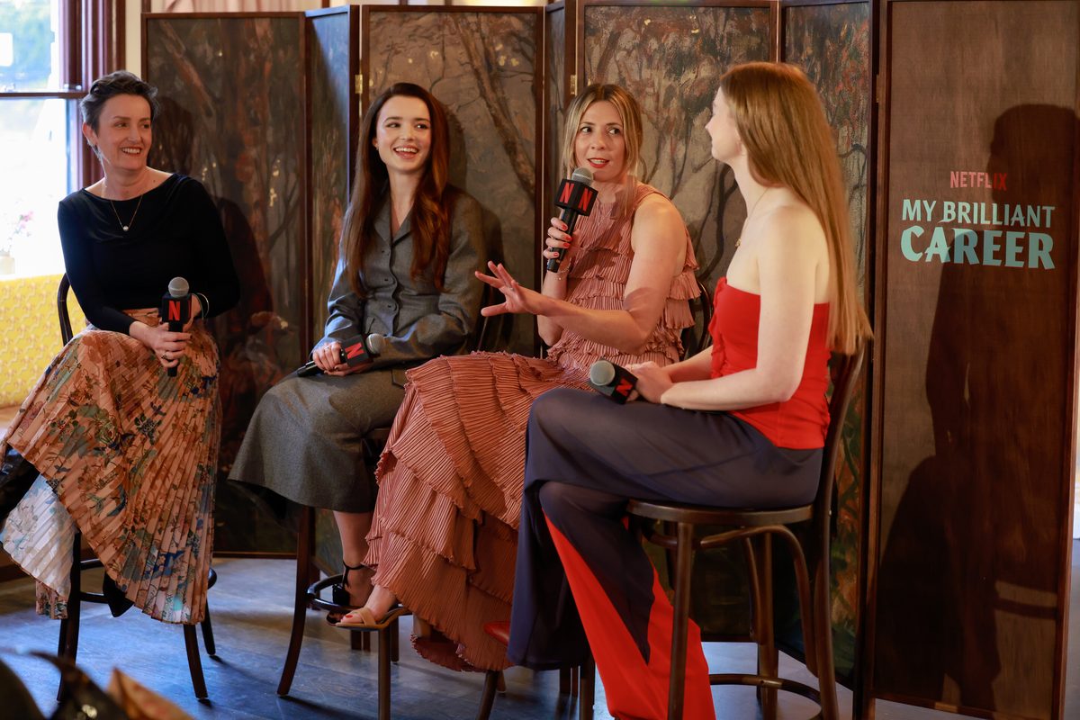Bri Lee, Philippa Northeast, Liz Doran and Chloe Rickard speak on a panel at the My Brilliant Career Netflix and Substack luncheon in Sydney.