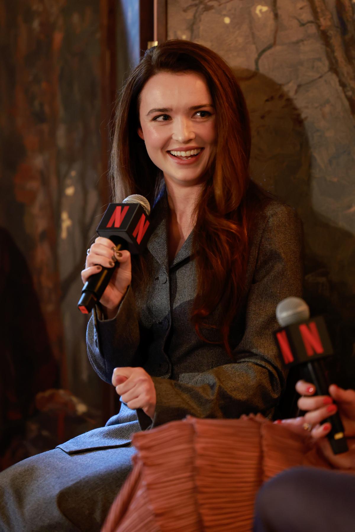 Philippa Northeast speaks at the My Brilliant Career Netflix and Substack luncheon in Sydney.