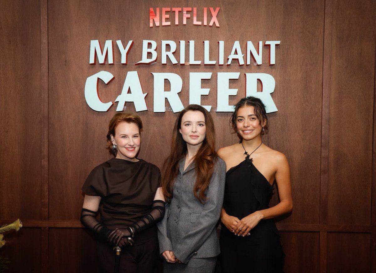 Kate Mulvany, Philippa Northeast and Miah Madden at the My Brilliant Career Netflix and Substack luncheon in Sydney.