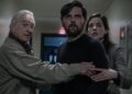 Robert De Niro, Adam Scott and Michelle Monaghan in The Whisper Man on Netflix.
