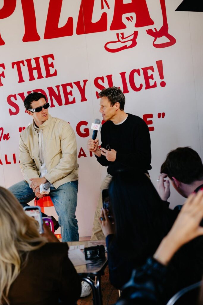 Callum Turner and Will Gluck at the One Night Only Appizza event in Sydney