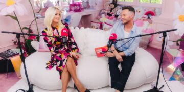 Paris Hilton speaking with Australian host Dean McCarthy on Hayu Presents