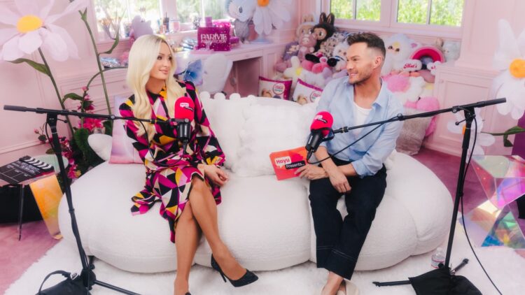 Paris Hilton speaking with Australian host Dean McCarthy on Hayu Presents