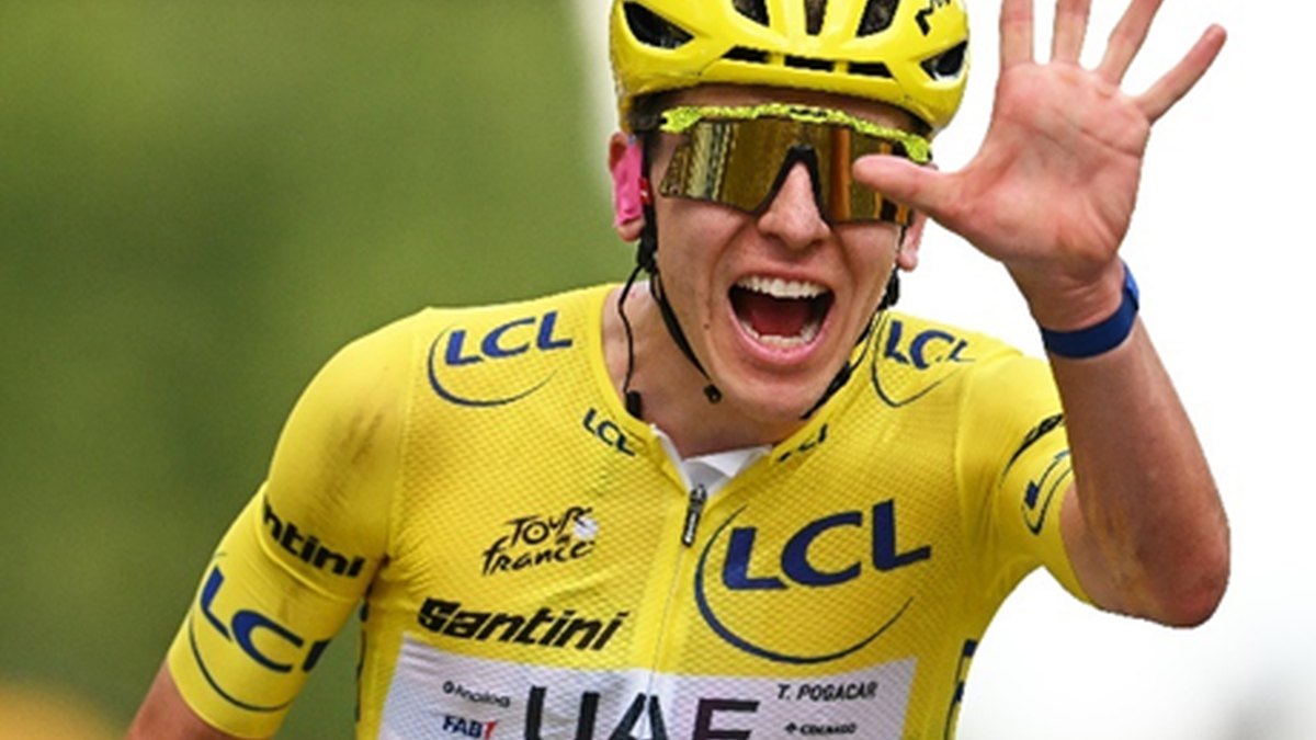 Tadej Pogacar after winning the Tour de France
