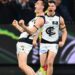 AFL players celebrate during a Carlton match ahead of finals coverage on Channel 7 and 7plus Sport