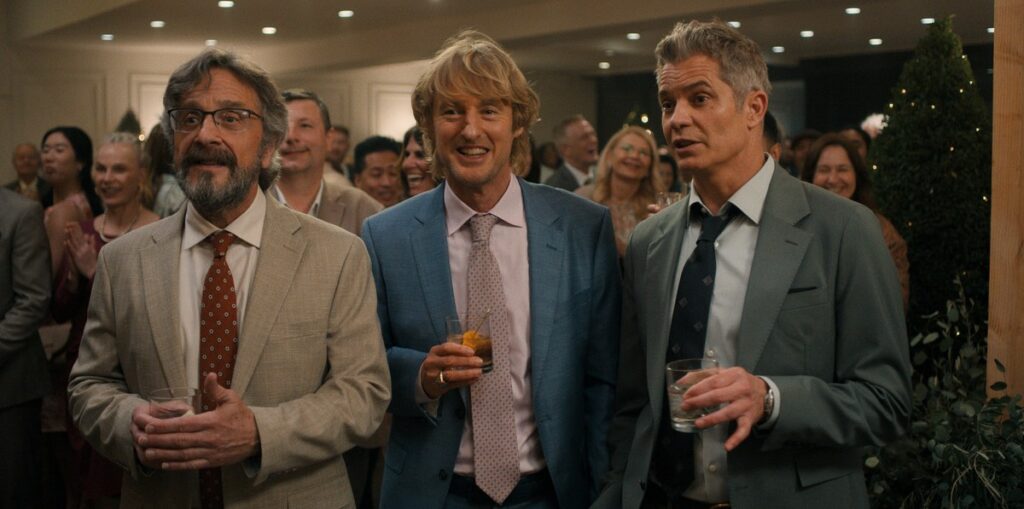 Marc Maron, Owen Wilson and Timothy Olyphant in season two of Stick on Apple TV.