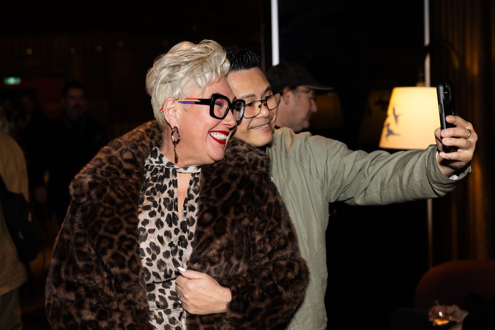 A candid moment at the TONY preview screening in Sydney