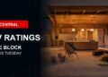 TV Central ratings image with a realistic renovation set for The Block leading Tuesday entertainment.