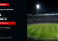TV ratings image for Thursday 20 August 2026 featuring an AFL stadium with Seven's AFL leads Thursday overlay.