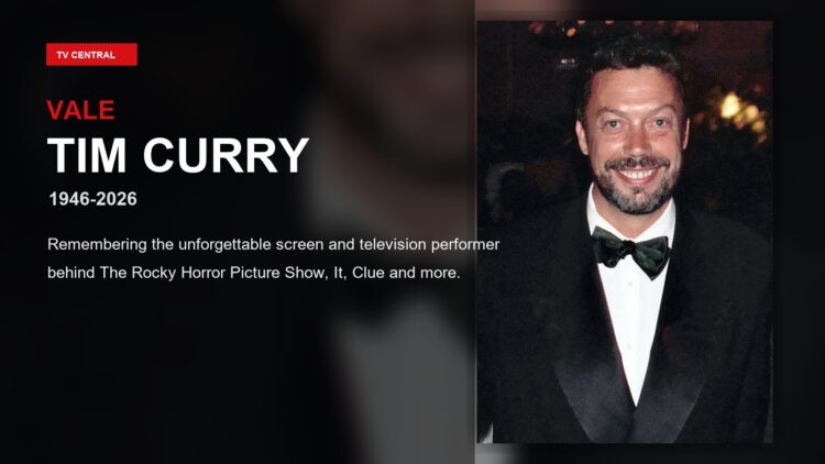 Vale Tim Curry feature image with a portrait of the actor.
