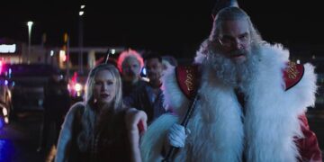 Kristen Bell as Mrs Claus and David Harbour as Santa in Violent Night 2
