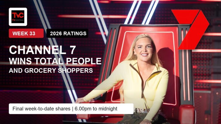 Weekly Ratings Australia Week 33 2026 Channel 7 wins Total People and Grocery Shoppers
