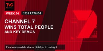 Weekly Ratings Australia Week 34 2026 Channel 7 wins Total People and key demos