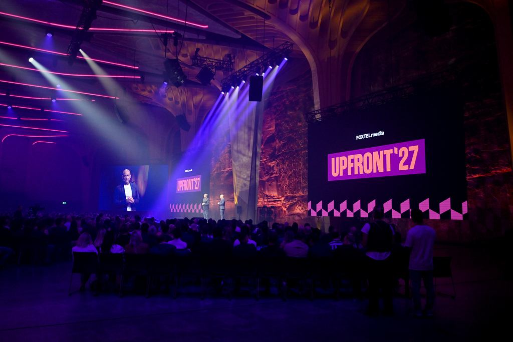 Patrick Delany and Mark Frain at Foxtel Media's 2027 Upfront event