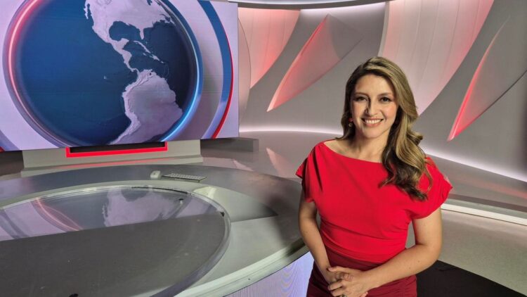 Catalina Flórez in the SBS World News studio