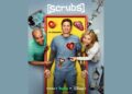 Zach Braff, Donald Faison and Sarah Chalke in the Scrubs season two Disney+ key art