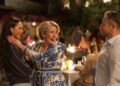 Three characters together at an Italian restaurant in A Taste For Murder