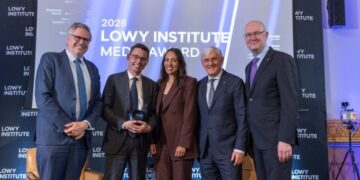 ABC journalist Stephen Dziedzic at the Lowy Institute Media Award ceremony