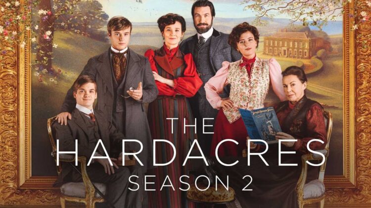 The Hardacre family in the official artwork for The Hardacres season two on BritBox.