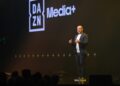 DAZN Media Plus stage presentation at the 2027 Upfront event