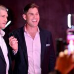 Jonathon Brown and Tom Hawkins at the Foxtel Media 2027 Upfront event