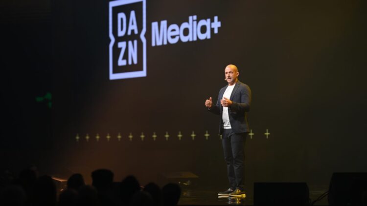 Mark Frain speaking at the Foxtel Media 2027 Upfront event