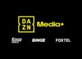DAZN Media+ logo with Kayo Sports BINGE and Foxtel branding