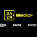 DAZN Media+ logo with Kayo Sports BINGE and Foxtel branding