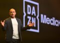 DAZN Media Plus branding at the 2027 Upfront event