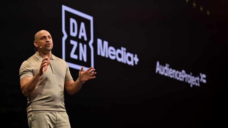 Nev Hasan speaking at the Foxtel Media 2027 Upfront event
