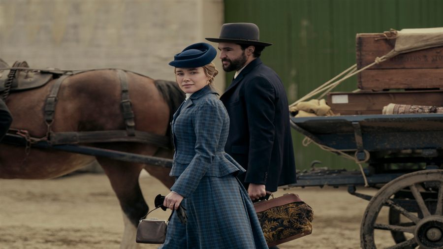 Florence Pugh and Christopher Abbott in East of Eden on Netflix