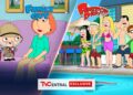 Family Guy and American Dad official title logos blended into TV Central exclusive artwork for their Channel 7 return