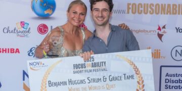 Grace Tame and Benjamin Huggins Strum at the 2025 Focus On Ability awards