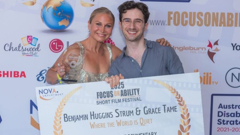 Grace Tame and Benjamin Huggins Strum at the 2025 Focus On Ability awards