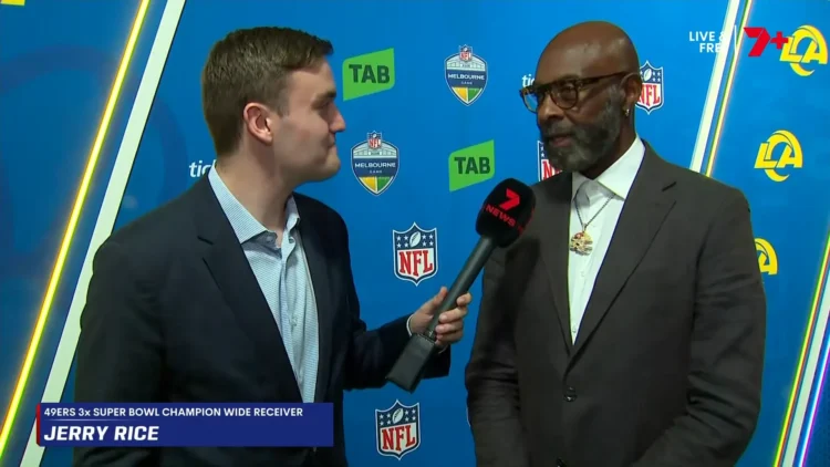Jerry Rice on Channel 7 and 7plus NFL coverage in Melbourne