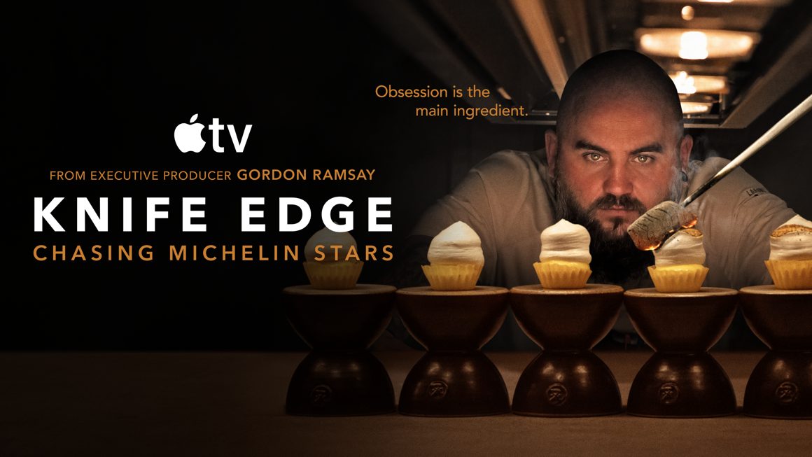 Chef preparing a plated dessert in Knife Edge Chasing Michelin Stars season two