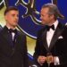 Nick Daicos speaks with Hamish McLachlan after winning the 2026 Brownlow Medal