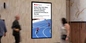 SBS News displayed on an oOh media screen