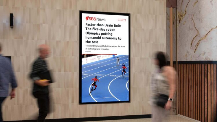 SBS News displayed on an oOh media screen