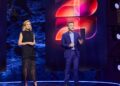 Ally Langdon and Todd Woodbridge on stage at Nine's 2027 Upfront