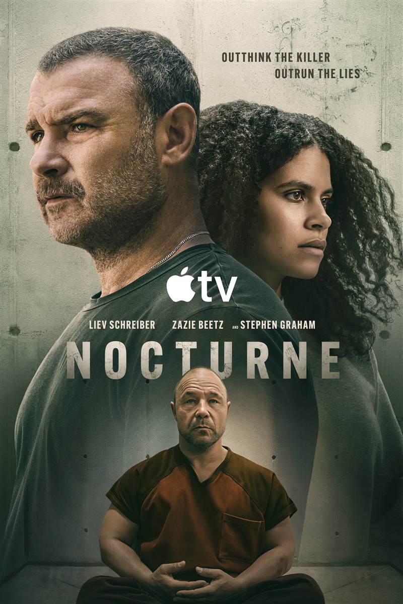 Liev Schreiber, Zazie Beetz and Stephen Graham in the Nocturne key art